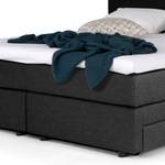 Boxspringbett Speedy III mit Beleuchtung - Flachgewebe Kora: Anthrazit - Doppelmatratze H2/H3