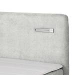 Lit boxspring Speedy III Avec éclairage - Microfibre Senga: Argent - Matelas double D2/D4