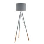 Staande lamp Vereda II textielmix/massief rubberboomhout - 1 lichtbron