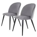 Chaises capitonnées Ruxby (lot de 2) Velours / Acier - Gris clair / Noir - Gris