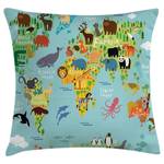 Housse de coussin Planisphère animaux Polyester - Multicolore - 45 x 45 cm