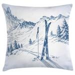 Kussensloop Mountain View polyester - blauw/wit - 50 x 50 cm