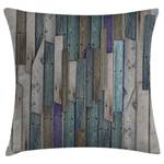 Housse de coussin Grunge Planks Polyester - Gris / Bleu - 50 x 50 cm