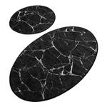 Badmat Marble II (2-delig) fluweel - zwart