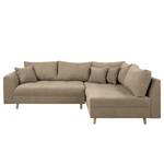 Ecksofa Meyford Microfaser Enza: Hellbeige - Ottomane davorstehend rechts - Ohne Hocker