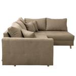 Ecksofa Meyford Microfaser Enza: Hellbeige - Ottomane davorstehend rechts - Ohne Hocker