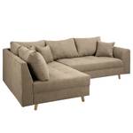 Ecksofa Meyford Microfaser Enza: Hellbeige - Ottomane davorstehend links - Ohne Hocker