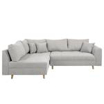 Ecksofa Meyford Microfaser Enza: Platin - Ottomane davorstehend links - Ohne Hocker