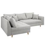 Ecksofa Meyford Microfaser Enza: Platin - Ottomane davorstehend links - Ohne Hocker