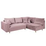 Ecksofa Meyford Samt Ravi: Mauve - Ottomane davorstehend rechts - Mit Hocker