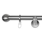 16mm gordijnroede Ball zamak - roestvrij stalen look - Breedte: 120 cm