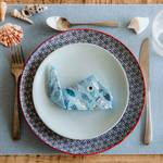 Assiettes RETRO I (lot de 6) Porcelaine - Bleu