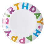 Assiette HAPPY BIRTHDAY Porcelaine - Multicolore - Blanc / Bleu / Jaune