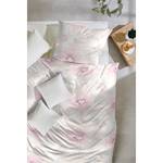 Renforcé beddengoed Florence katoen - Wit/roze - 155x220cm + kussen 80x80cm