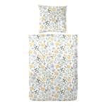 Parure de lit en percale Tante Ida Coton - Blanc / Jaune - 135 x 200 cm + oreiller 80 x 80 cm