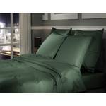 Parure de lit Punto Satin de coton - Vert foncé - 135 x 200 cm + oreiller 80 x 80 cm