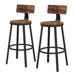 Chaises de bar Paoli (lot de 2) Imitation bois recyclé / Noir