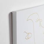 Afbeelding Rechthoek Nisma plantenblad - wit/goudkleurig - 50 cm × 50 cm