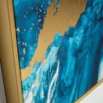 Bild Iconic Pflanzenblatt - Blau / Gold - 50 cm × 120 cm