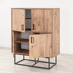 Highboard Yopal metaal - grenenhouten look/zwart