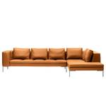 Ecksofa MADISON mit Ottomane Echtleder - Echtleder Neka: Cognac - Breite: 319 cm - Ottomane davorstehend rechts