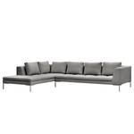 Ecksofa MADISON mit Ottomane Webstoff - Webstoff Milan: Hellgrau - Breite: 319 cm - Ottomane davorstehend links