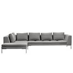 Ecksofa MADISON mit Ottomane Webstoff - Webstoff Milan: Hellgrau - Breite: 319 cm - Ottomane davorstehend links