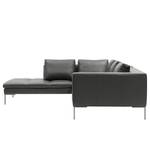 Ecksofa MADISON mit Ottomane Echtleder - Echtleder Neka: Grau - Breite: 255 cm - Ottomane davorstehend links