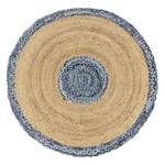 Laagpolig vloerkleed Patch katoen - blauw/natuurlijk - Diameter: 160 cm