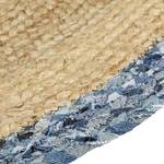 Tappeto a pelo corto Patch Cotone - Blu / Naturale - Diametro: 120 cm