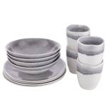 Set petit-déjeuner ATLANTIS 12 éléments Céramique - Blanc / Gris - Blanc / Gris