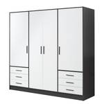 Armoire Mindelberg Blanc / Noir - Largeur : 207 cm