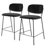 Chaises de bar Muel II (lot de 2) Velours / Acier - Noir