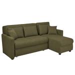 Ecksofa Orna Flachgewebe Alma: Olive - Longchair davorstehend rechts - Liegefläche Breite: 145 cm