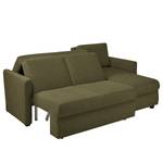 Ecksofa Orna Flachgewebe Alma: Olive - Longchair davorstehend rechts - Liegefläche Breite: 145 cm