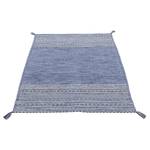 Tapis tissé plat Kelim Azizi Coton - Bleu - 140 x 200 cm