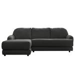 Ecksofa Tandil Webstoff Dolly: Schwarz - Longchair davorstehend links - Ohne Hocker