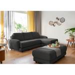 Ecksofa Tandil Webstoff Dolly: Schwarz - Longchair davorstehend rechts - Mit Hocker