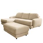 Ecksofa Tandil Webstoff Dolly: Beige - Longchair davorstehend links - Mit Hocker