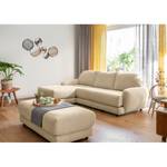 Hoekbank Tandil Geweven stof Dolly: Beige - Longchair vooraanzicht links - Met hocker