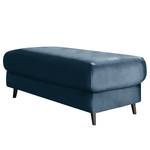 Ecksofa Tatan Microfaser Faria: Marineblau - Longchair davorstehend links - Mit Hocker