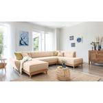 Wohnlandschaft Surribas Webstoff Lark: Beige - Longchair davorstehend links / Ottomane rechts