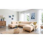 Wohnlandschaft Surribas Webstoff Lark: Beige - Longchair davorstehend rechts / Ottomane links