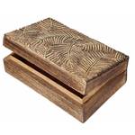 Boîte en bois sculptée TREASURE Manguier - Marron clair -Or
