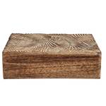 Boîte en bois sculptée TREASURE Manguier - Marron clair -Or