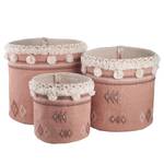 Korb CARAVAN OF LOVE Baumwollstoff - Rosa / Beige - Durchmesser: 35 cm