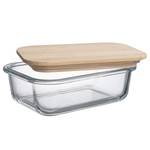 Lunchbox NATURALS borosilicaatglas/bamboehout - transparant/natuurlijk - Capaciteit: 0.6 L