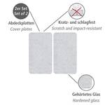 Herdabdeckplatte Transparent (2er-Set) Edelstahl / Bambus - Silber matt / Braun