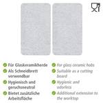 Herdabdeckplatte Transparent (2er-Set) Edelstahl / Bambus - Silber matt / Braun