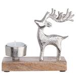 Teelichthalter OH MY DEER I Aluminium / Mangoholz - Silber